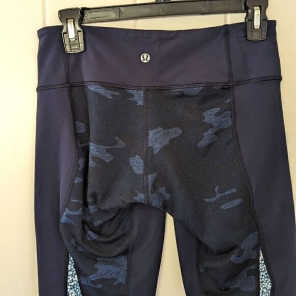 Lululemon Wunder Under Blue Camo Lotus Leggings 6 Activewear Athleisure Gym - Picture 12 of 14